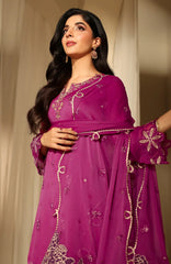 Luxè By Azure Embroidered Chiffon 3 Piece Unstitched Suit-AZRLUX25L-MULBERRY  MUSE- Summer Collection