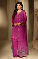 Luxè By Azure Embroidered Chiffon 3 Piece Unstitched Suit-AZRLUX25L-MULBERRY  MUSE- Summer Collection