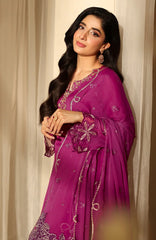 Luxè By Azure Embroidered Chiffon 3 Piece Unstitched Suit-AZRLUX25L-MULBERRY  MUSE- Summer Collection