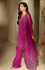 Luxè By Azure Embroidered Chiffon 3 Piece Unstitched Suit-AZRLUX25L-MULBERRY  MUSE- Summer Collection