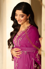 Luxè By Azure Embroidered Chiffon 3 Piece Unstitched Suit-AZRLUX25L-MULBERRY  MUSE- Summer Collection