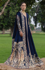 The Doll House By Hussain Rehar Unstitched Korean Silk Embroidered  3 Piece Suit -HRDLHF01-Neelam-  Festive Collection