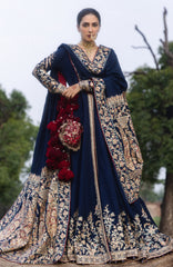 The Doll House By Hussain Rehar Unstitched Korean Silk Embroidered  3 Piece Suit -HRDLHF01-Neelam-  Festive Collection