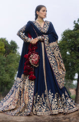 The Doll House By Hussain Rehar Unstitched Korean Silk Embroidered  3 Piece Suit -HRDLHF01-Neelam-  Festive Collection
