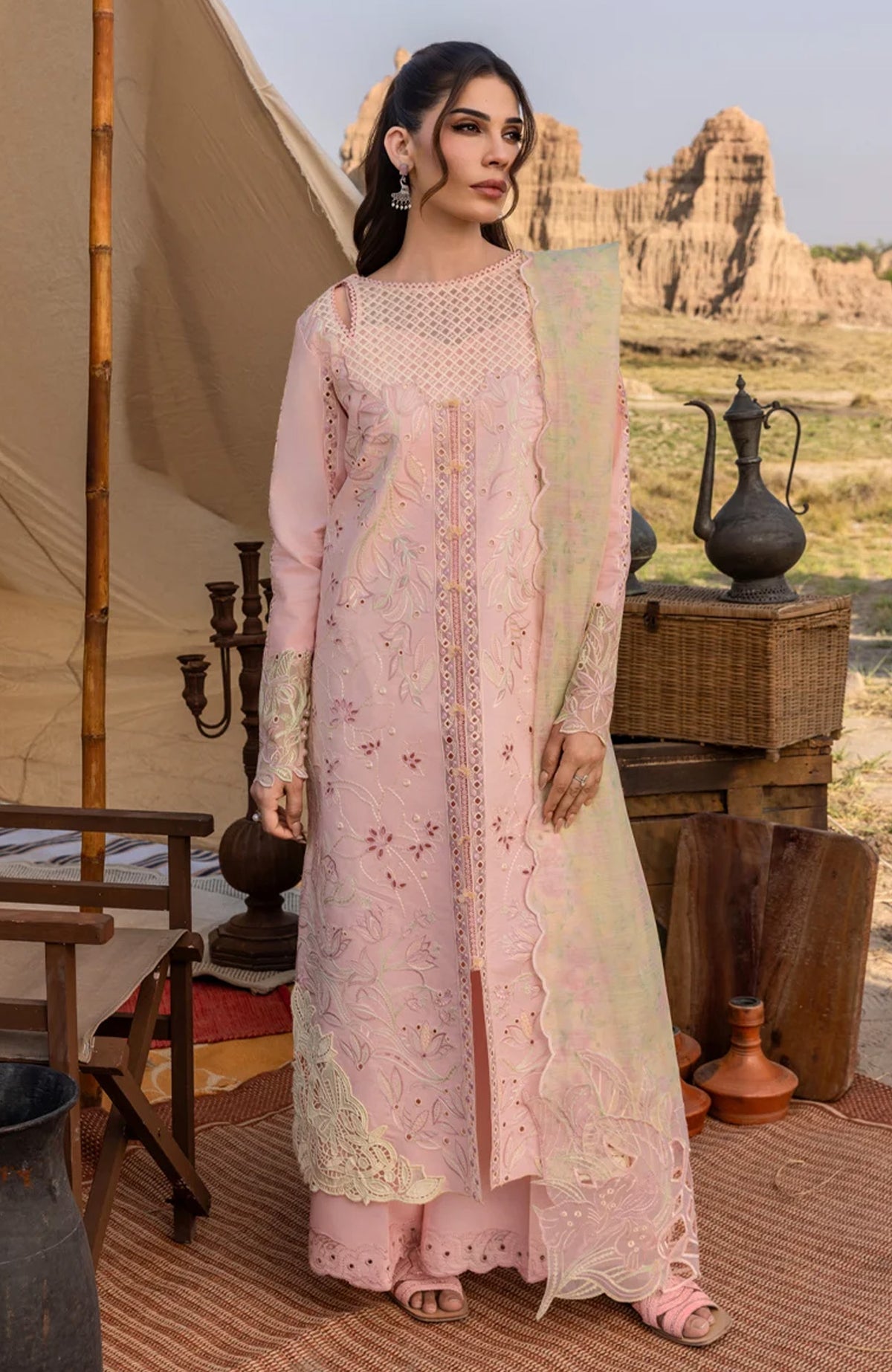 Premium Eid Edit By Rangrasiya Unstitched ALwn Embroidered 3 Piece - RRPREDT25L- Nehal -01- Summer Collection