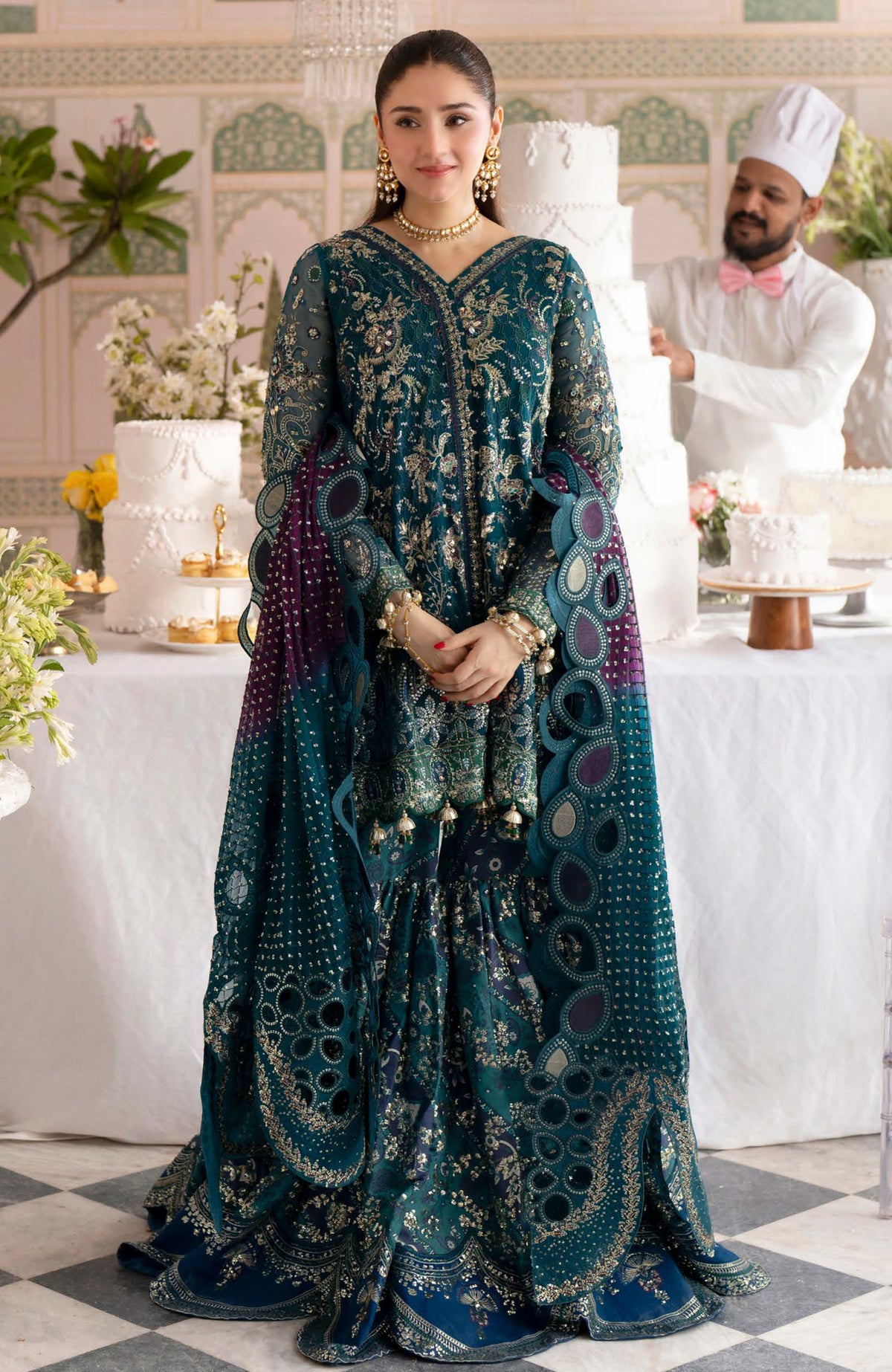 Jhoomro By Nureh Unstitched  Embroidered Organza 3 Piece - NRJHMF94 -   Formal Collection