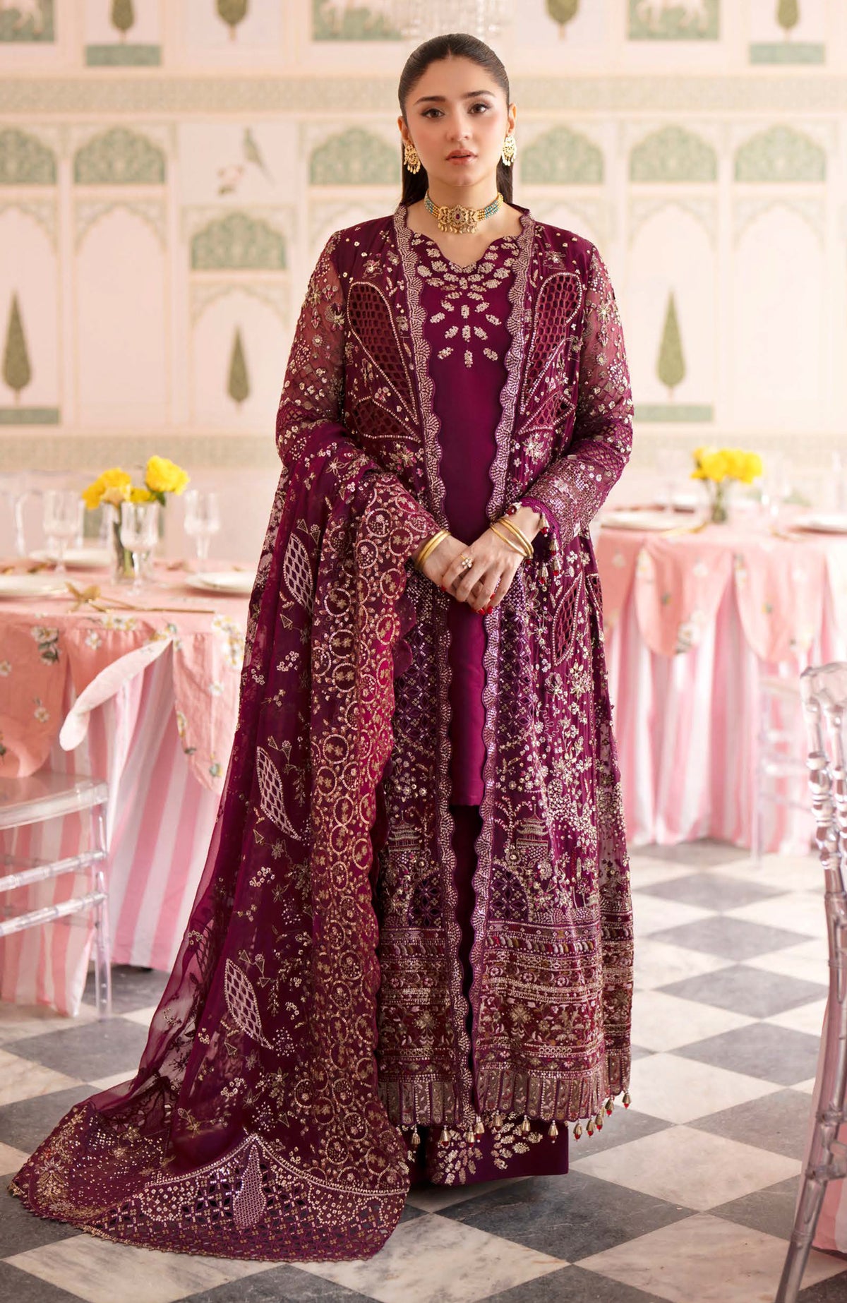 Jhoomro By Nureh Unstitched  Embroidered Organza 3 Piece - NRJHMF97 -   Formal Collection