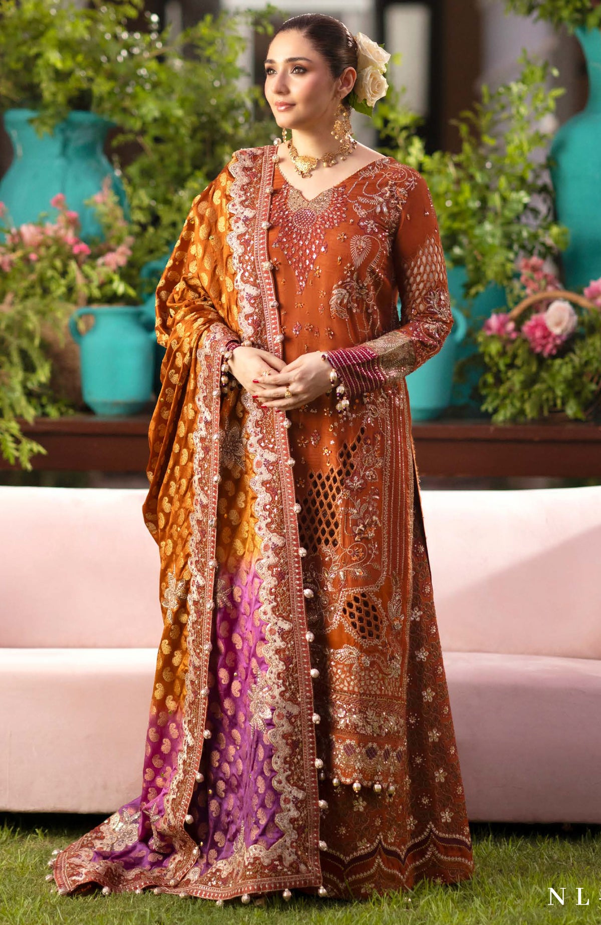 Jhoomro By Nureh Unstitched  Embroidered Organza 3 Piece - NRJHMF98 -   Formal Collection