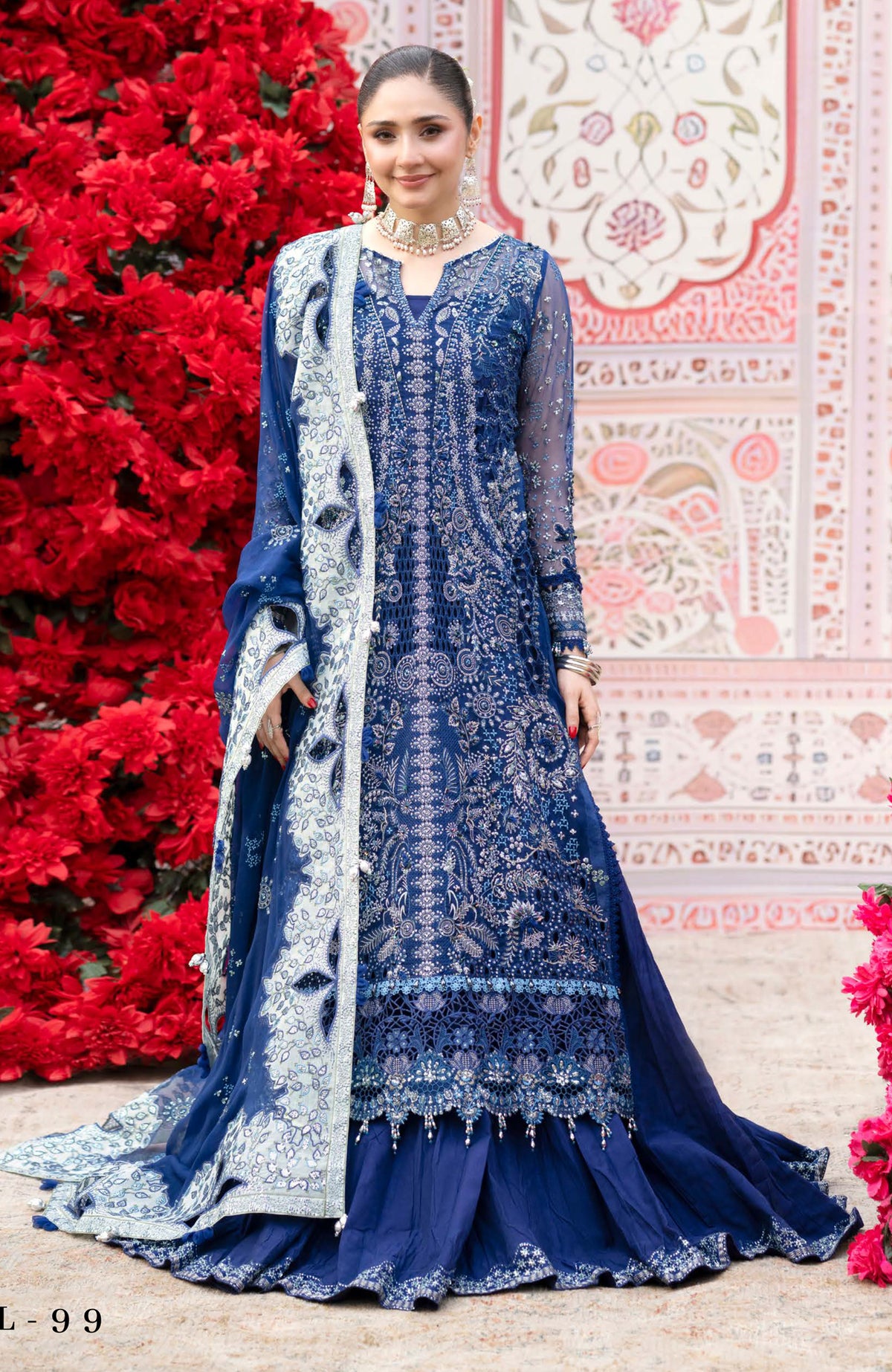 Jhoomro By Nureh Unstitched  Embroidered Organza 3 Piece - NRJHMF99 -   Formal Collection