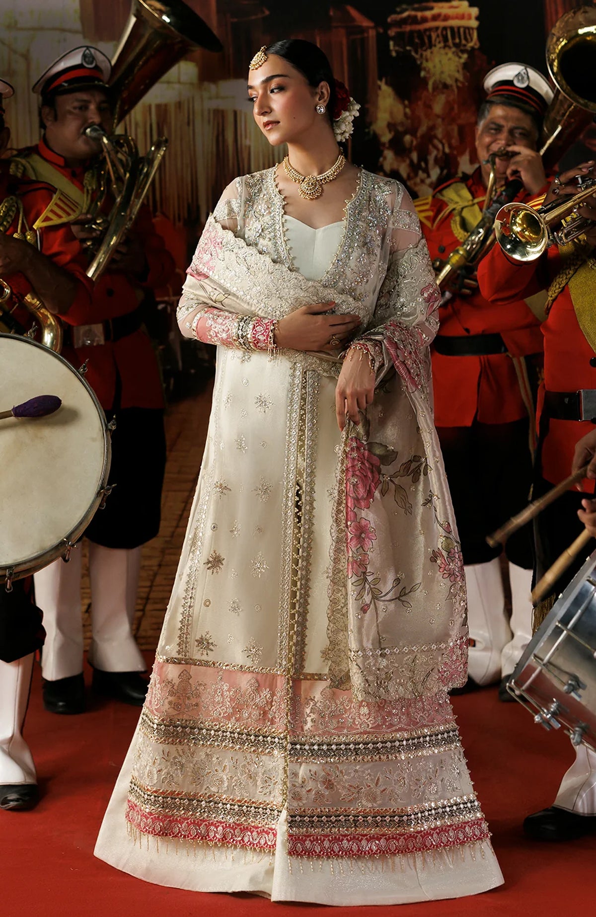 Shehnai by Afrozeh Unstitched Hand work Organza 3 Piece Suit- AFRSHNF -07-RANG-E-WAFA Wedding Collection