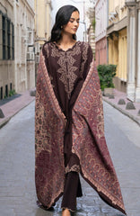 Meet Me in Istanbul By Rangrasiya Unstitched Embroidered Khaddar 3 Piece Suit - RRMIKHDW-SABLE- Winter Collection