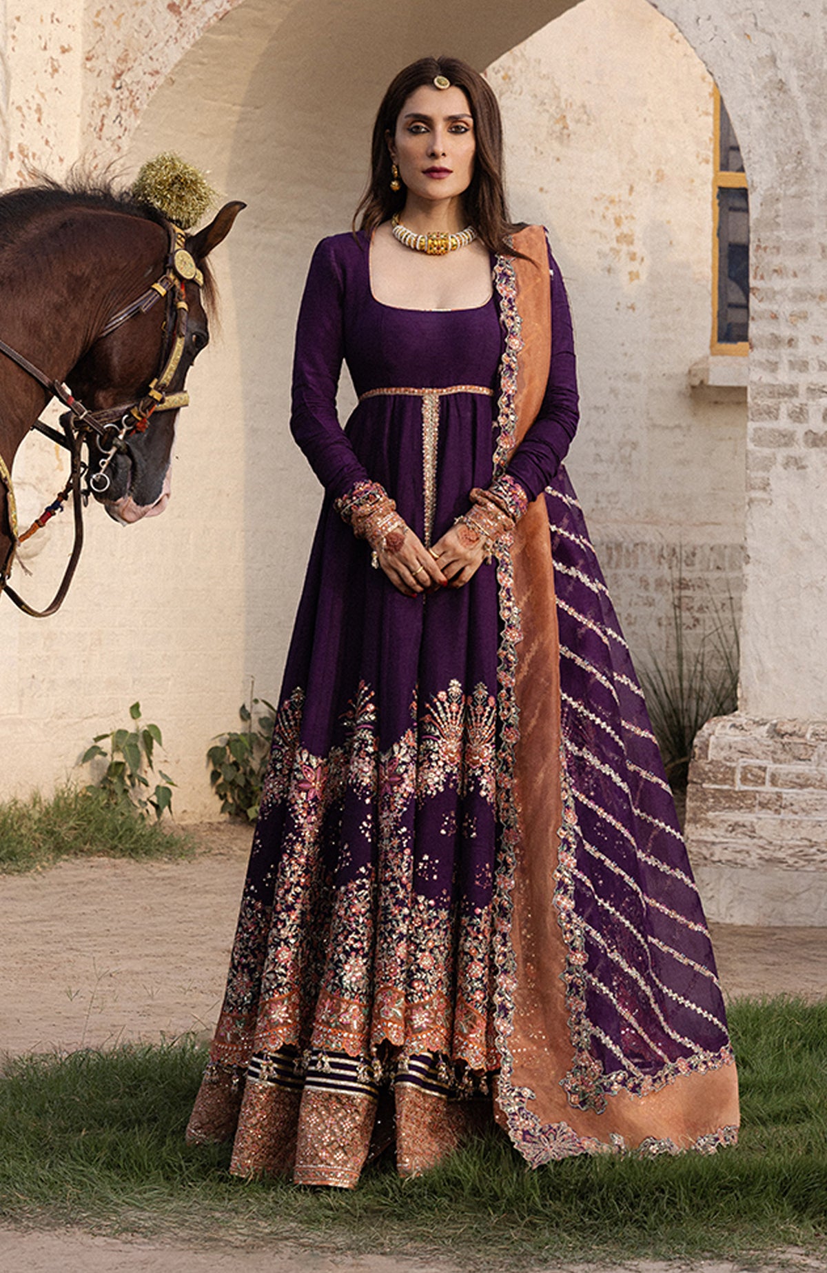 The Doll House By Hussain Rehar Unstitched Korean Silk Embroidered  3 Piece Suit -HRDLHF13-Shabnam-  Festive Collection