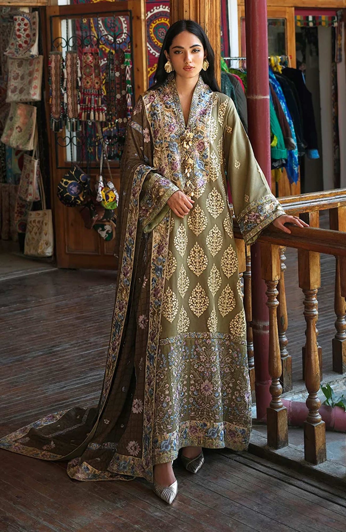 Broadway  Echoes of Registan By Mushq  Unstitched Embroidered Jacquard 3 Piece Suit -MSQBDWY- SILK ROAD- Winter Collection