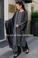Meet Me in Istanbul By Rangrasiya Unstitched Embroidered Khaddar 3 Piece Suit - RRMIKHDW-SLATE- Winter Collection