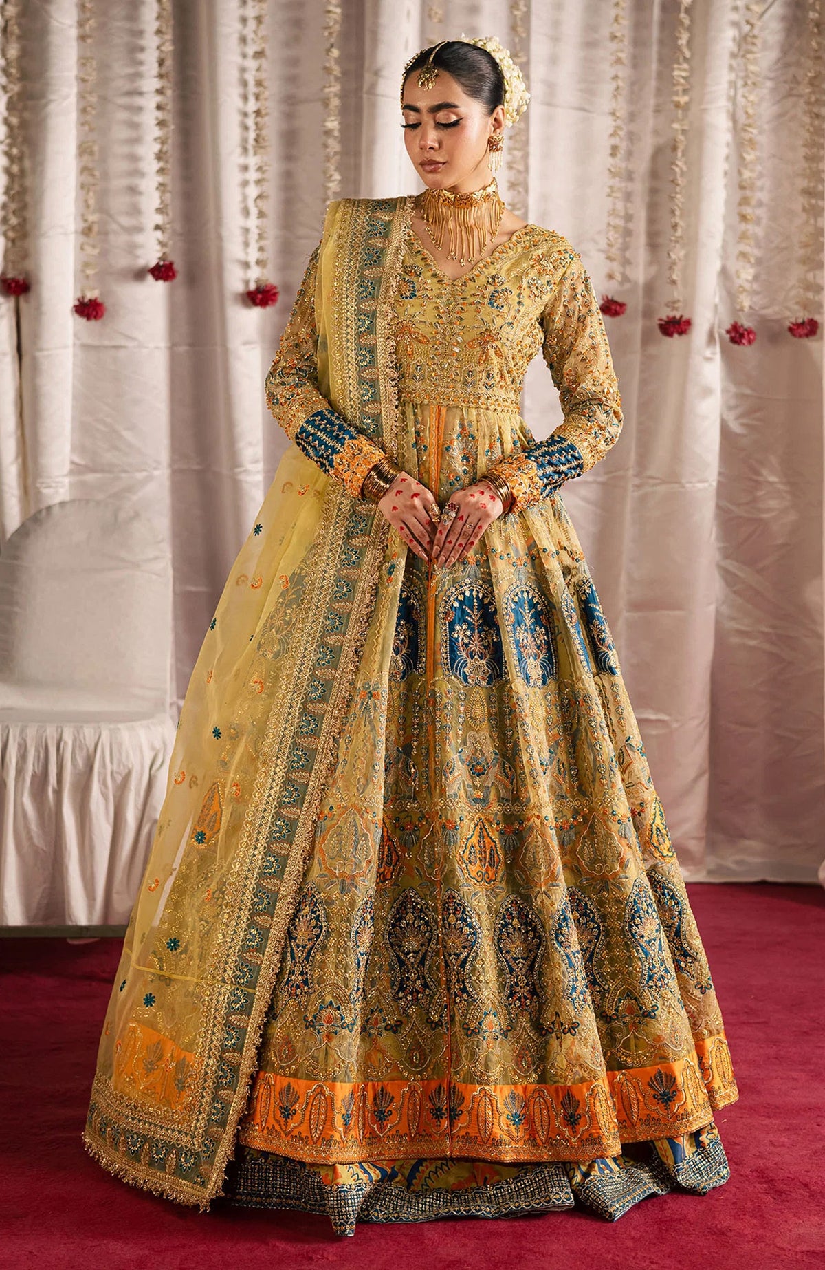 Jhil Mill By Maria Osama Khan Unstitched Hand Embroidered 3 Piece - MOKJM25F- Sunheri
