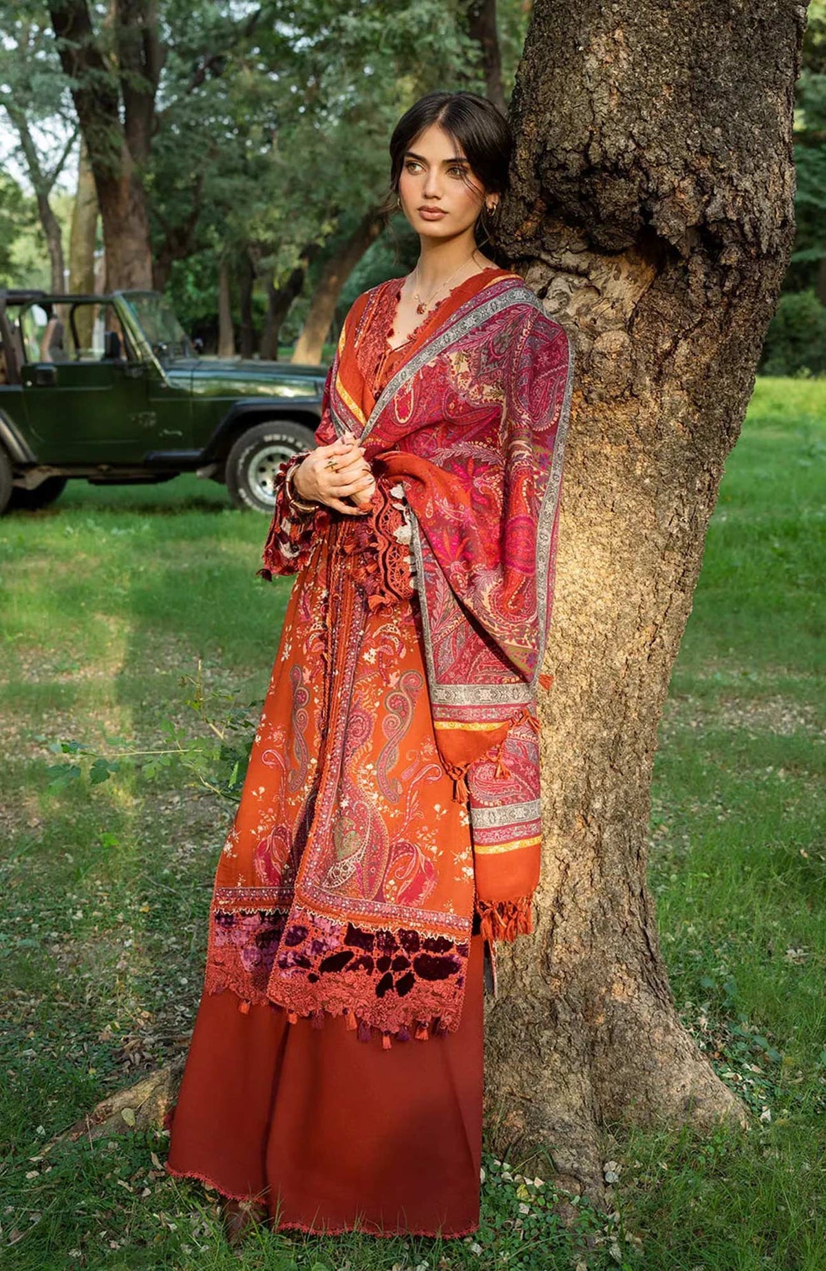 Wilderness by Elaf Unstitched Embroidered Pashmina Shawl  3 Piece Suit ELFWLDW- 2B- WANDER - Winter Collection