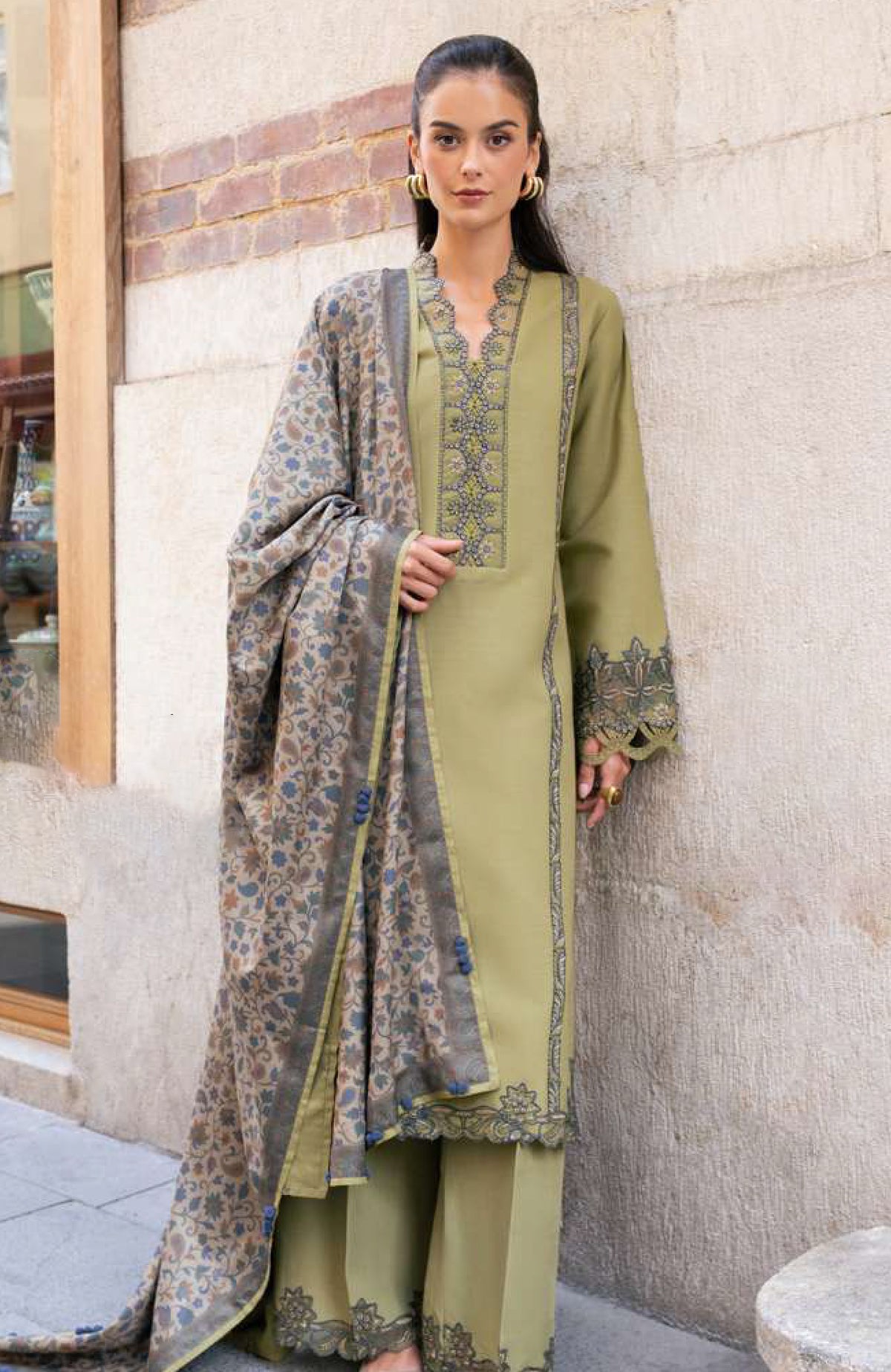 Meet Me in Istanbul By Rangrasiya Unstitched Embroidered Khaddar 3 Piece Suit - RRMIKHDW-WILLOW- Winter Collection