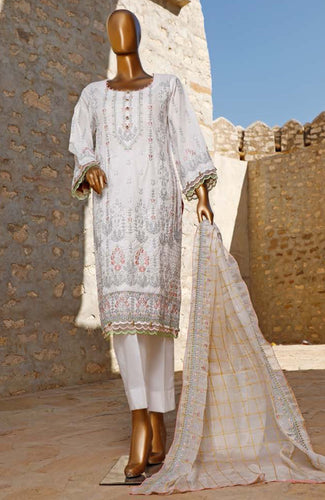 Muskan Ahmed White Luxe Embrd.Lawn'21 By Saqafat
