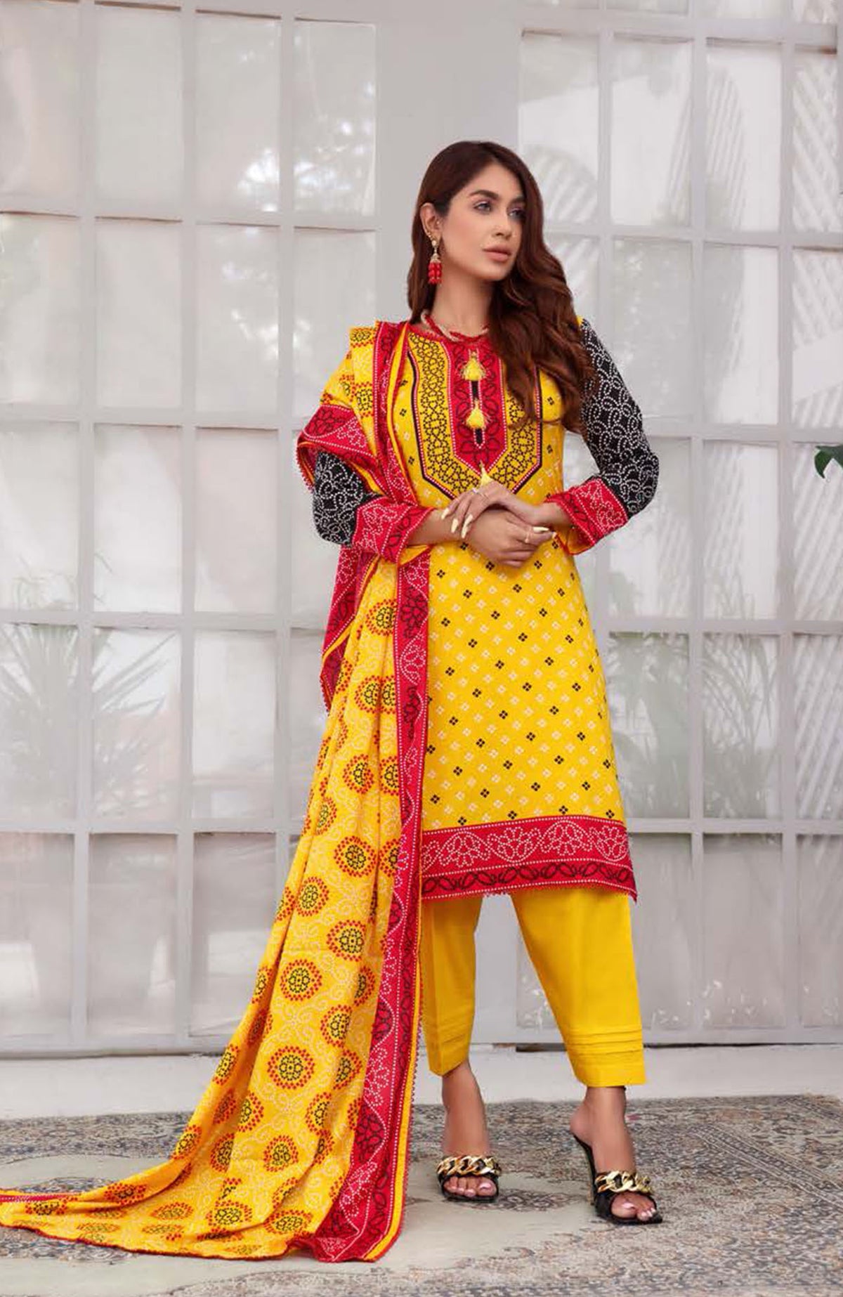 3 Piece Printed Linen Suit